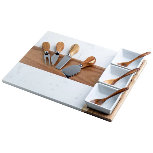 Marble and Wood Charcuterie Board Set - 11 piece